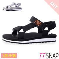 TTSNAP涼拖鞋-MIT寬版織帶足弓輕巧涼拖鞋 黑/灰