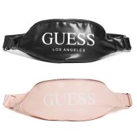 Guess 時尚輕巧實用Logo黑粉色腰包任選