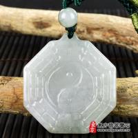 翡翠八卦項鍊玉珮(精工八卦太極,後天八卦:八卦牌A貨翡翠八卦玉珮、緬甸玉八卦玉墜)。淡綠色糯種八卦,ED261。【東方翡翠寶石】