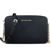 MICHAEL KORS JET SET ITEM黑色十字紋鍊帶斜背方包