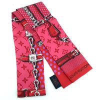 LV 糖果粉色POP CONFIDENTIAL經典圖騰印花絲質髮帶/絲巾領巾
