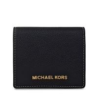 MICHAEL KORS 新款荔枝皮紋經典LOGO素面小短夾-黑色