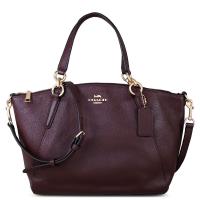 COACH 立體馬車LOGO全皮革KELSEY兩用水餃包(紫苺色)