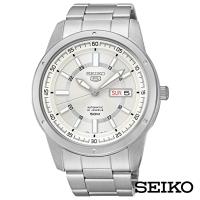 SEIKO精工 男神經典5號自動上鍊機械腕錶-白x43.4mm SNKN09J1