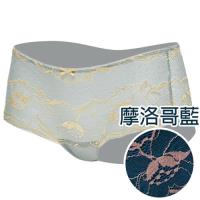 思薇爾 唯美女神系列M-XL蕾絲中低腰平口內褲(摩洛哥藍)