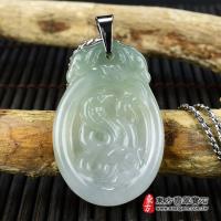 翡翠蛇項鍊玉珮(靈蛇舞動:蛇牌A貨翡翠蛇玉珮、緬甸玉蛇玉墜、蛇十二生肖項鍊)。淡綠色糯種蛇,SN029。【東方翡翠寶石】