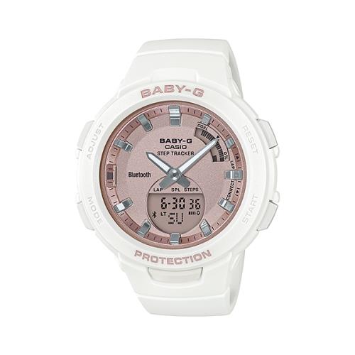 【CASIO 卡西歐】BABY-G G-SQUAD系列藍牙連線-白粉(BSA-B100MF-7A)