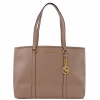 MICHAEL KORS Sady LG 金字防刮皮革肩背購物包.奶油褐