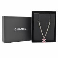 CHANEL AB0420 經典雙C珍珠墜飾長項鍊.銀/粉