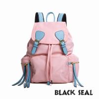 BLACK SEAL 休閒雙扣細尼龍軍旅後背包-櫻花粉 BS83111