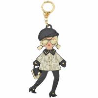MICHAEL KORS 時尚Girl 人物造型鑰匙吊飾.黑/金