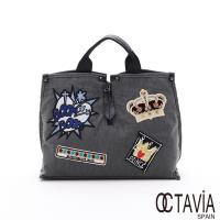 OCTAVIA 8 - 時尚徽章 尼龍多層手提公事包 - 灰綠