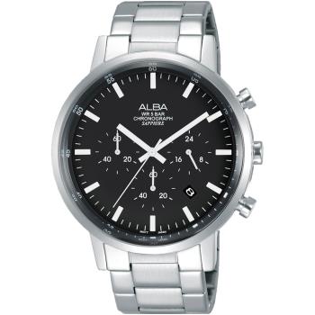 ALBA 雅柏 東京流行三眼時尚腕錶/黑/42mm (VD53-X296D/AT3D33X1)