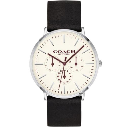 COACH Thompson帥氣三眼時尚手錶(白/41mm) 1460238