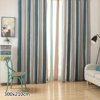 【傢飾美】 現代北歐風格雪尼爾條紋窗簾 300x210cm