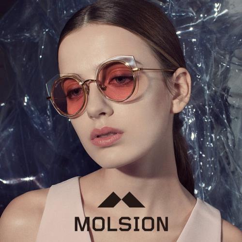 【MOLSION 陌森】大牌時尚個性墨鏡前衛不規則幾何多面太陽眼鏡(朴信惠代言MS6021-粉鏡片系列2色可選)