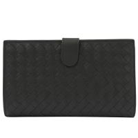 BOTTEGA VENETA 132357 編織皮革扣式中夾.石墨灰
