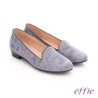 effie 都會舒適 全真皮愛心塗鴉平底鞋- 灰