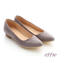 effie 舒適通勤 絨面真皮優雅尖頭平底鞋- 藕粉
