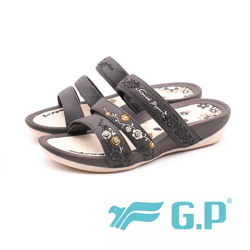G.P (女)舒適蝶花三帶拖鞋-咖(另有桃)