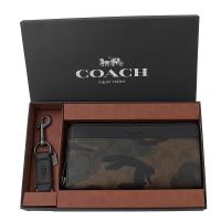 COACH 37883 經典LOGO迷彩長夾鑰匙圈禮盒組.綠黑