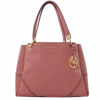 MICHAEL KORS Nicole 新款 荔枝牛皮拼接肩背包.玫瑰粉