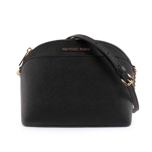 MICHAEL KORS 金字防刮皮革鏈帶貝殼包(小)(黑色) 35S9GTVC2L BLACK