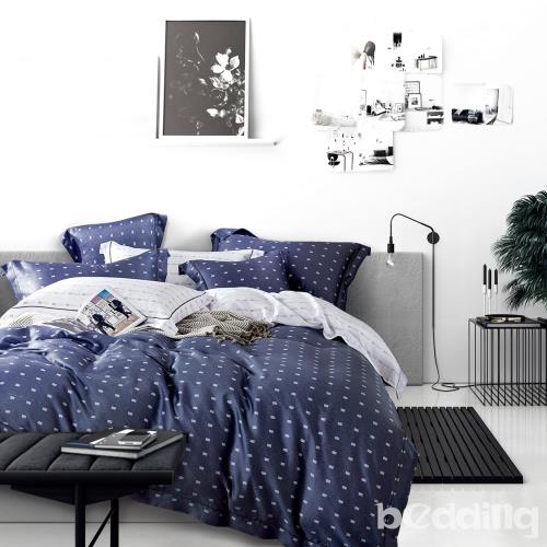 BEDDING-100%天絲萊賽爾-特大6x7薄床包枕套三件組-一粒落塵-藍