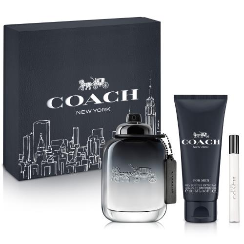 Coach 時尚經典男性淡香水禮盒(淡香水100ml+沐浴精100ml+香水筆7.5ml)