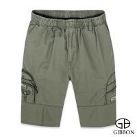 GIBBON 鬆緊純棉休閒工作短褲‧卡其綠
