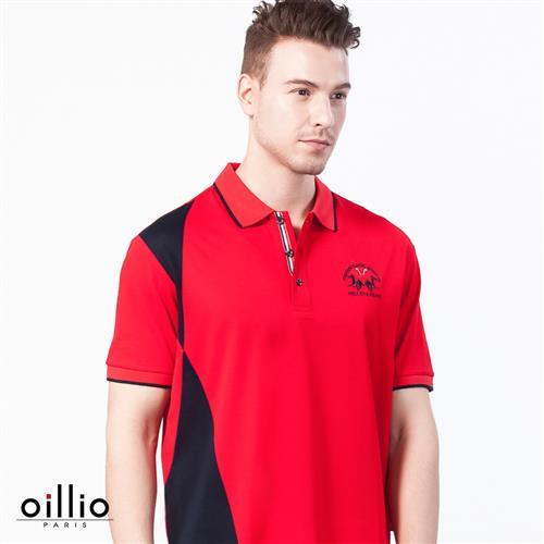 oillio歐洲貴族 透氣彈性雙袖縮口POLO 天然棉衣料 紅色