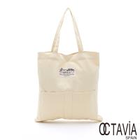 OCTAVIA8 - EASY布包系列 校園帆布口袋A4肩背包 - 自然米