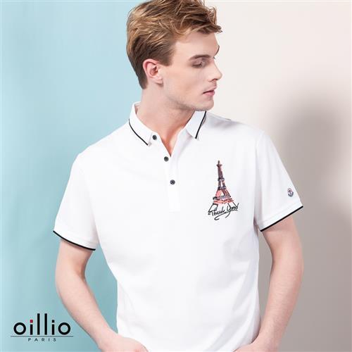 oillio歐洲貴族 吸濕透氣POLO衫 100%純棉衣料 白色