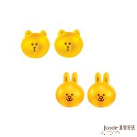 Jcode真愛密碼 LINE甜心熊大+甜心兔兔黃金耳環