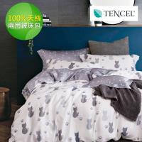 eyah 100%萊賽爾天絲TENCEL兩用被雙人床包四件組-仰喵