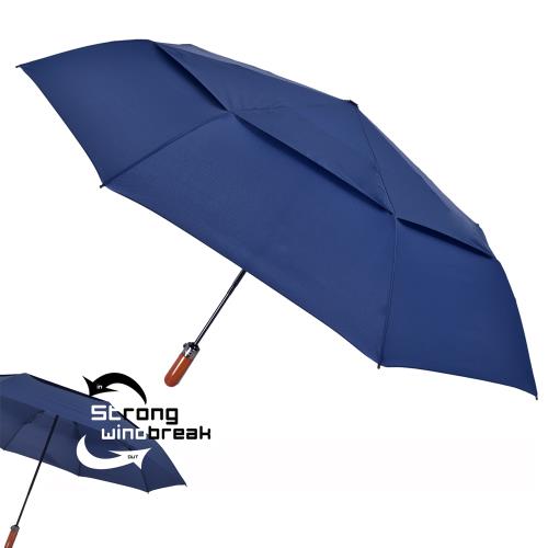2mm 紳士潮流雙層抗風 超大傘面自動開收傘 (深藍)