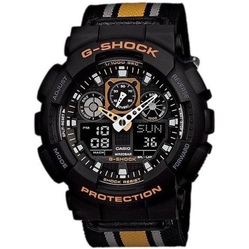 CASIO G-SHOCK 重型機械感粗獷個性風格男錶-帆布(GA-100MC-1A4)