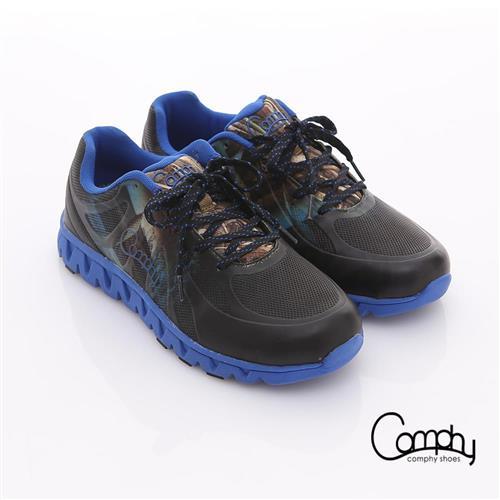 comphy 超輕漫步 渲染圖騰印刷透氣網布綁帶運動鞋 藍