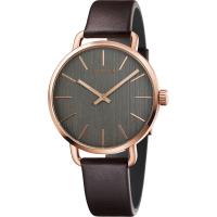 Calvin Klein CK Even 超然木質時尚女錶-黑x玫瑰金框/36mm K7B236G3