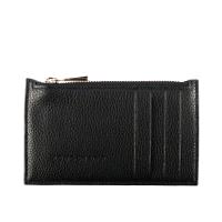LONGCHAMP LE FOULONNE牛皮荔枝紋拉鍊卡片夾(黑色) 3613021047