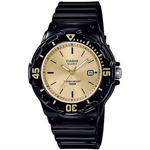 【CASIO 】潛水風設計運動腕錶-黑x金(LRW-200H-9E)