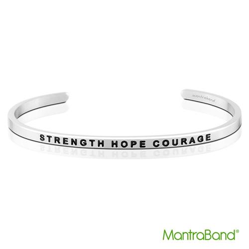 美國 MANTRABAND 悄悄話手環 STRENGTH HOPE COURAGE 力量 希望 勇氣 -銀