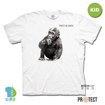 摩達客-預購-保育系列小猩猩 兒童幼兒 白色純棉短袖T恤 
