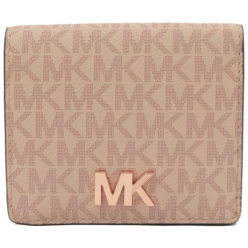 MICHAEL KORS MONTGOMERY 金屬LOGO扣式零錢短夾.芭蕾粉