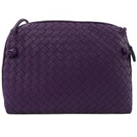 BOTTEGA VENETA 245354 手工編織小羊皮斜背小方包.紫