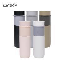 WOKY 沃廚JIN真瓷系列-極簡輕量陶瓷保溫瓶580ML贈扭蛋杯270ML(隨機色)