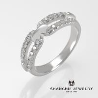 【尚虎珠寶】PT950環扣永恆線戒-鉑金鑽戒-女,24顆天然美鑽,0.38克拉
