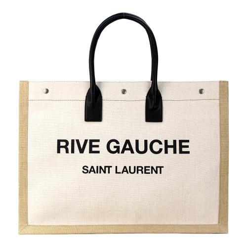 YSL Rive Gauche 帆布大購物包(米白)