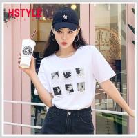 T恤 圓領貼布印花短袖T恤OU12998-創翊韓都