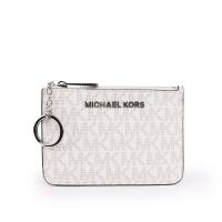 MICHAEL KORS 拼字LOGO皮革零錢包/卡夾/鑰匙包(白) 35F8STVP1B BRIGH WHT